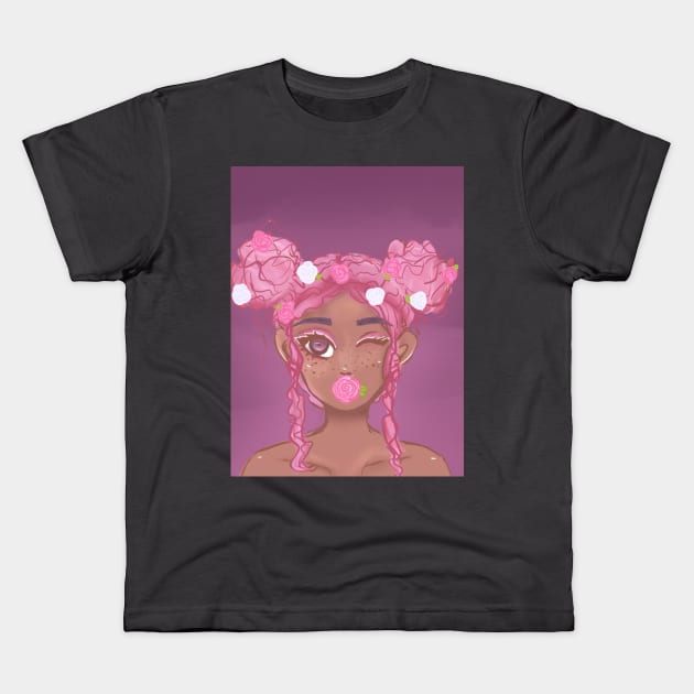 Pink flower girl Kids T-Shirt by Joart_a